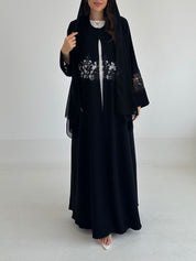 C 2478 Black Crystal Lace Abaya