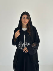 C 2478 Black Crystal Lace Abaya