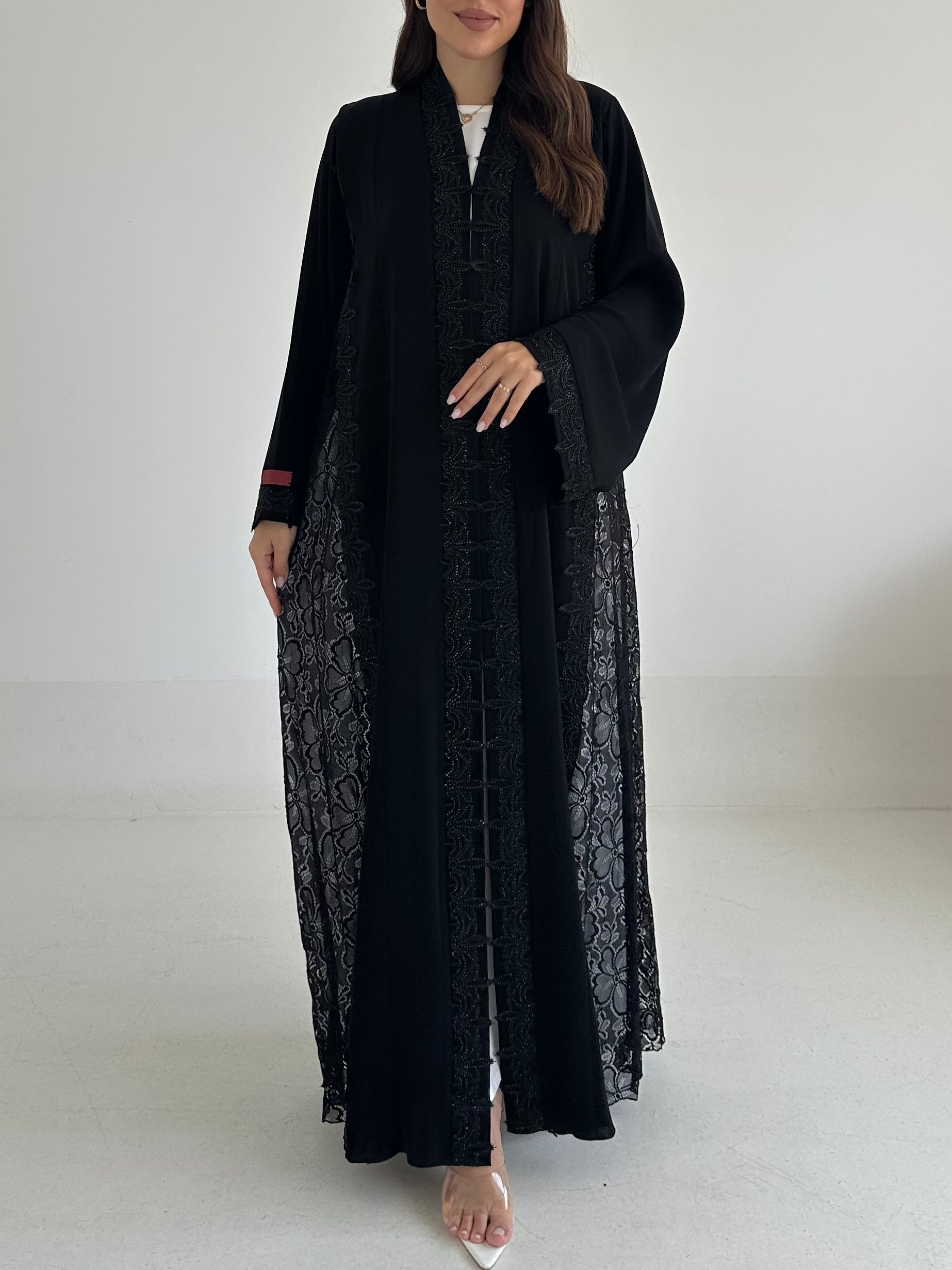 C 2479 Black Lace Abaya