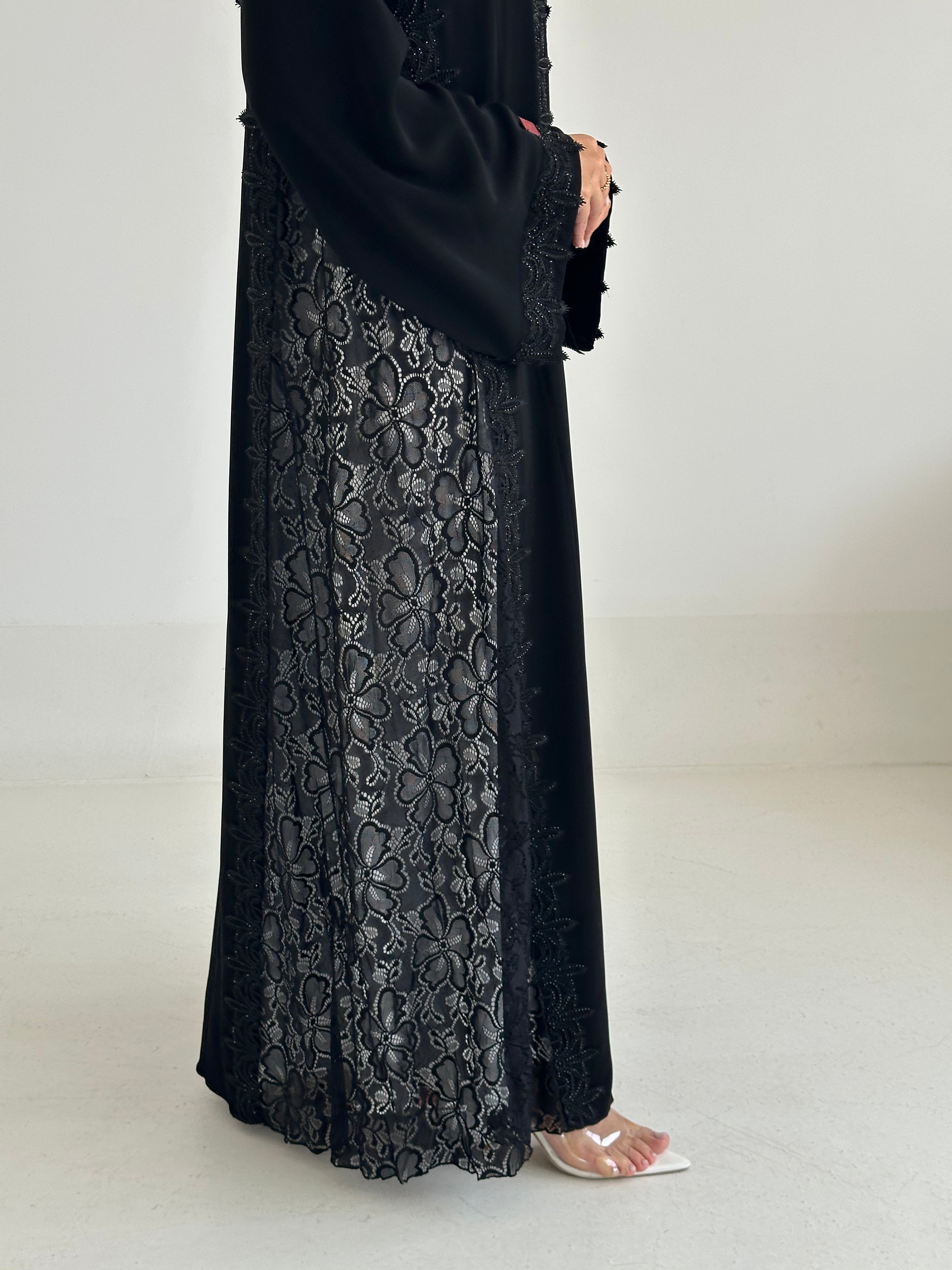C 2479 Black Lace Abaya