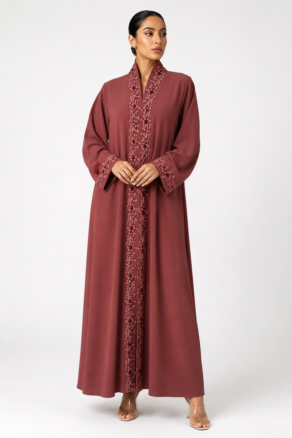 C 2480-01 Dark Hibiscus Lace Abaya