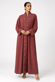 C 2480-01 Dark Hibiscus Lace Abaya