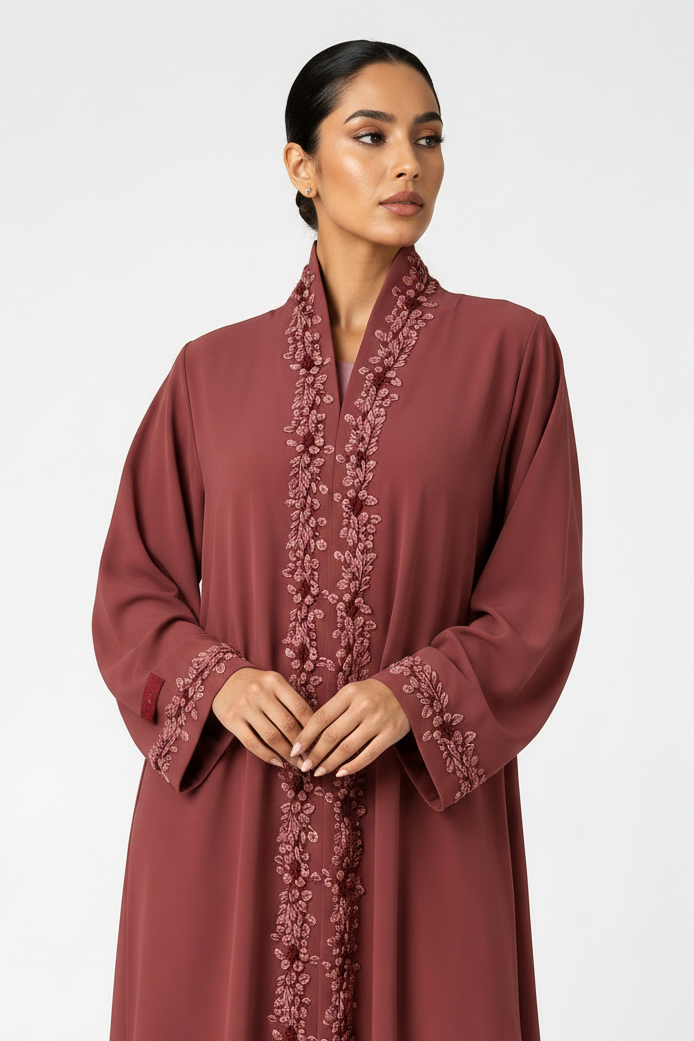 C 2480-01 Dark Hibiscus Lace Abaya