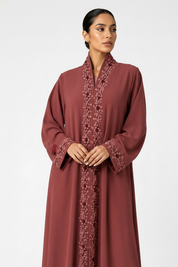 C 2480-01 Dark Hibiscus Lace Abaya