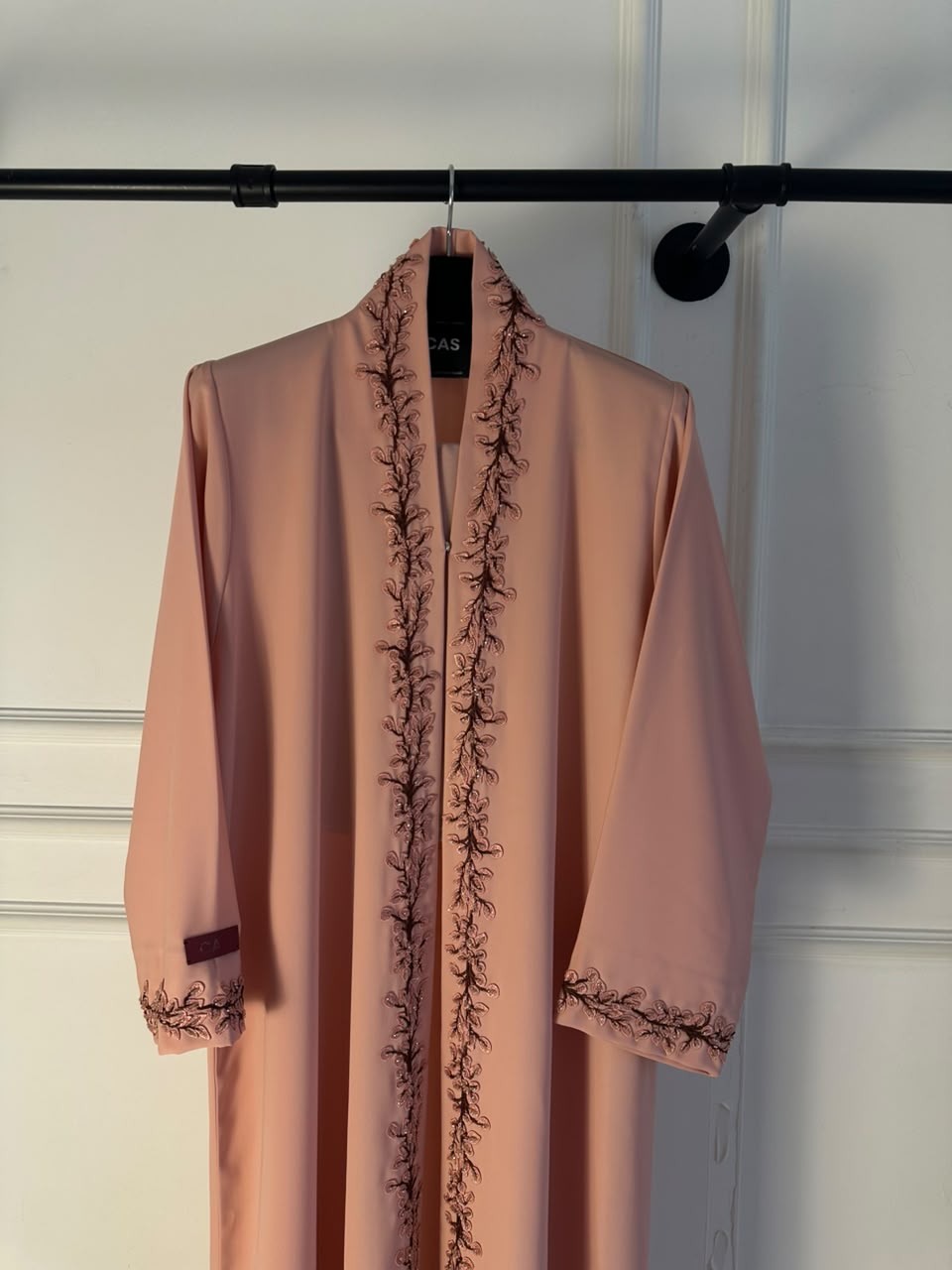 C 2480-02 Coral Pink Lace Abaya