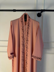C 2480-02 Coral Pink Lace Abaya