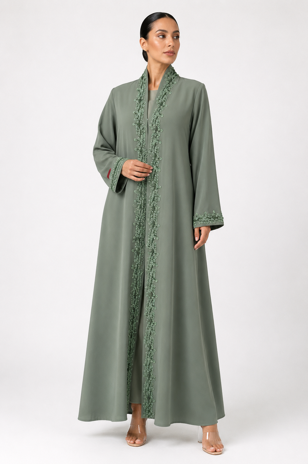 C 2480-03 Matcha Green Lace Abaya