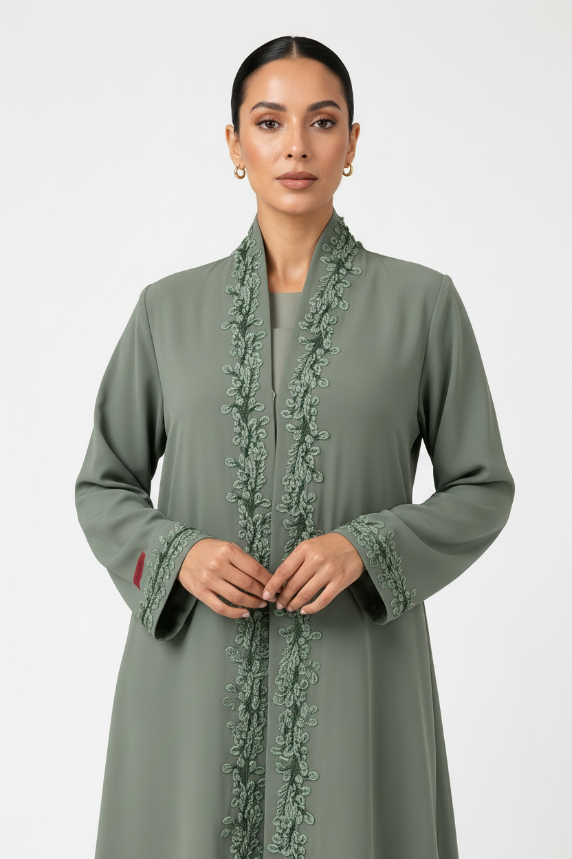 C 2480-03 Matcha Green Lace Abaya