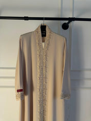C 2480-04 Warm Beige Lace Abaya