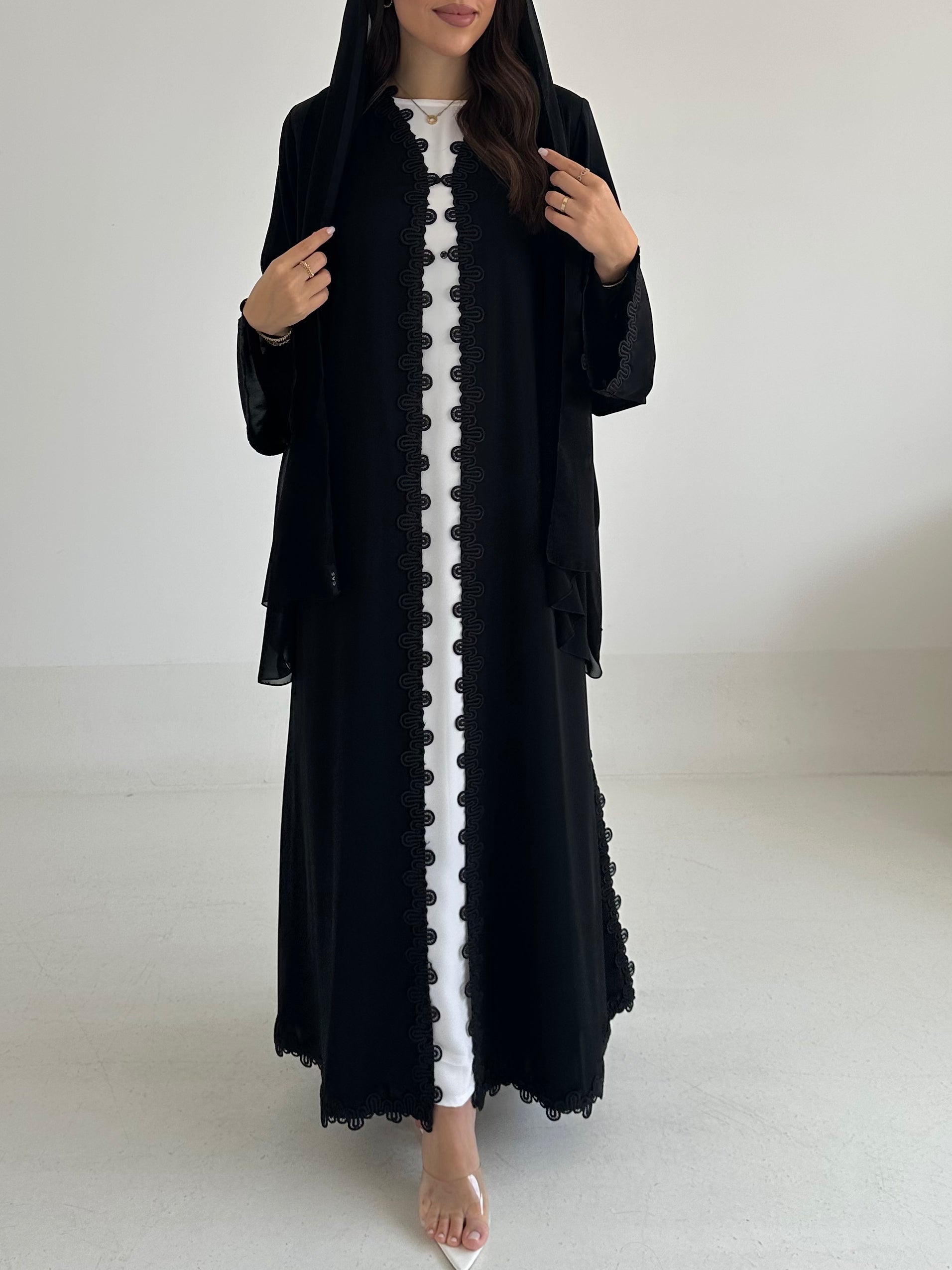 C 2481 Black Lace Abaya