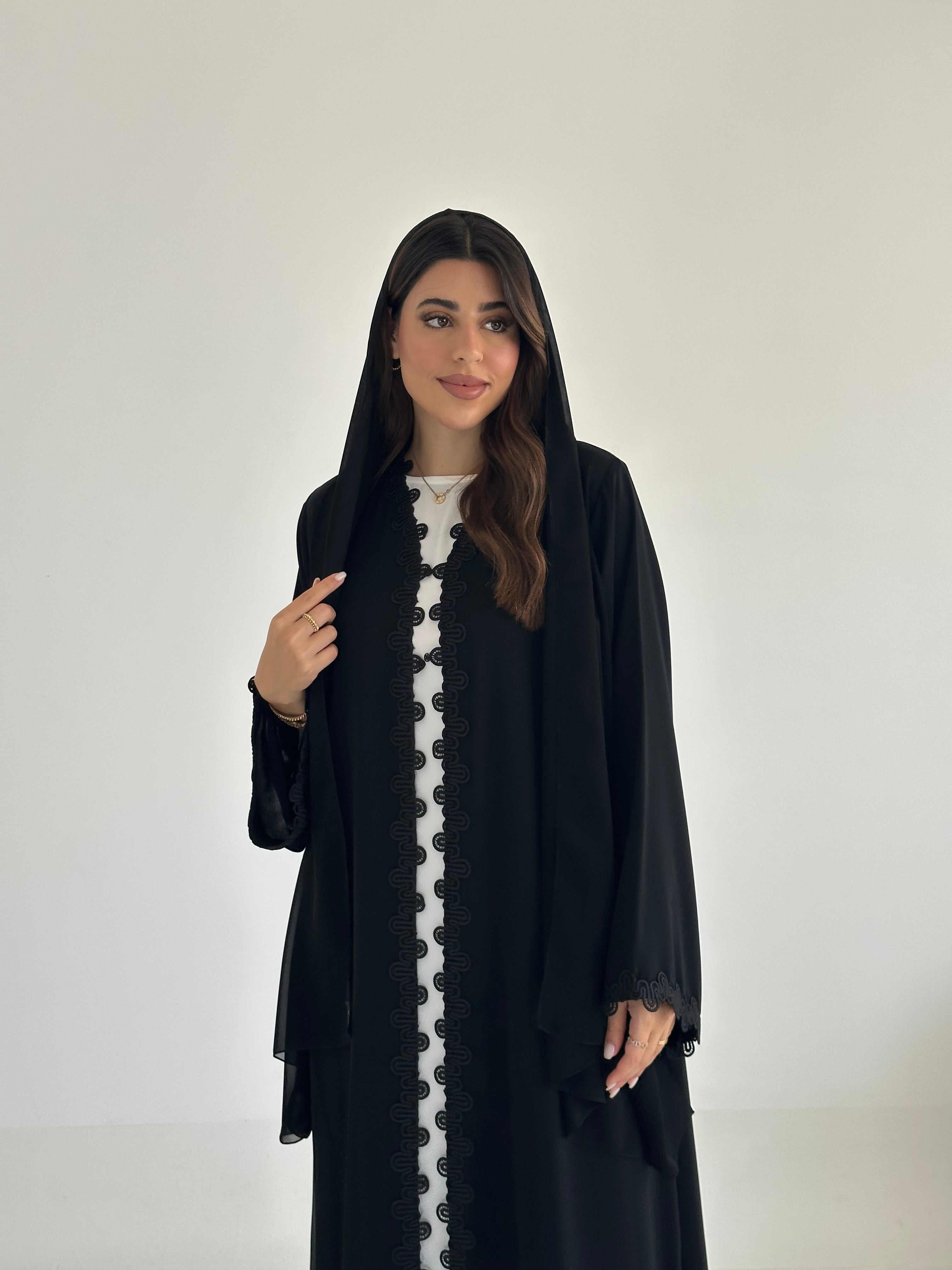 C 2481 Black Lace Abaya
