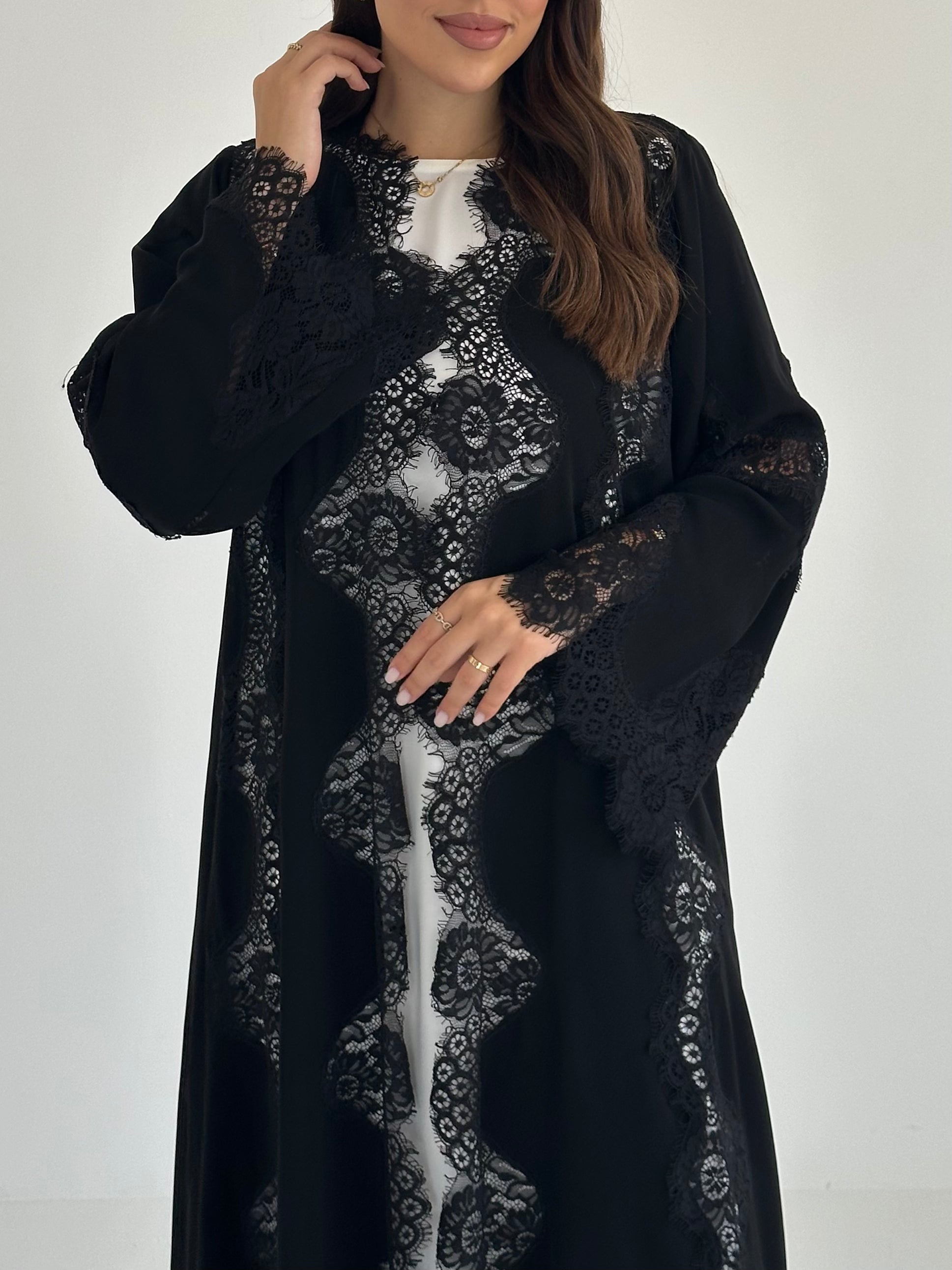 C 2482 Black Lace Abaya