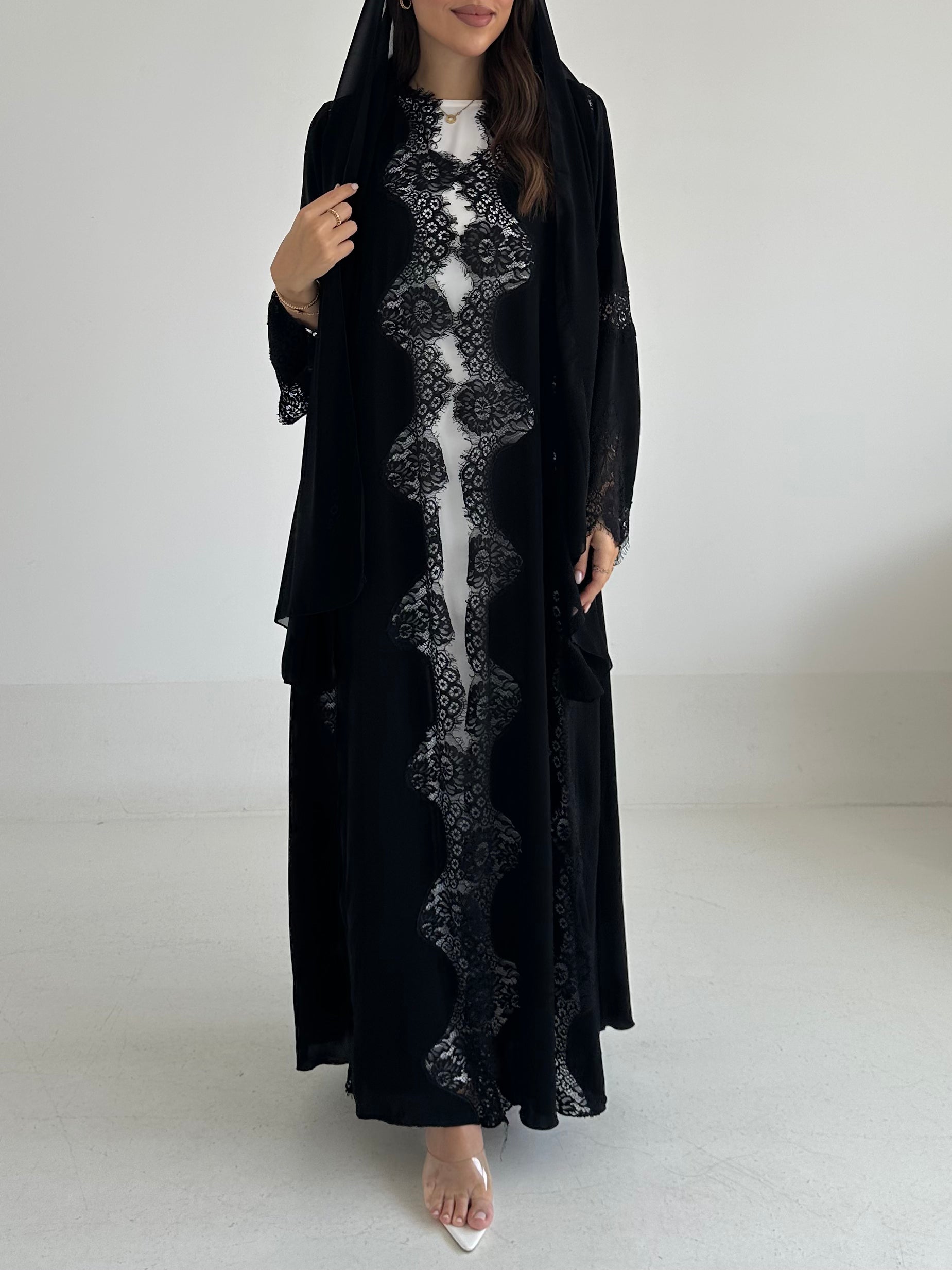 C 2482 Black Lace Abaya