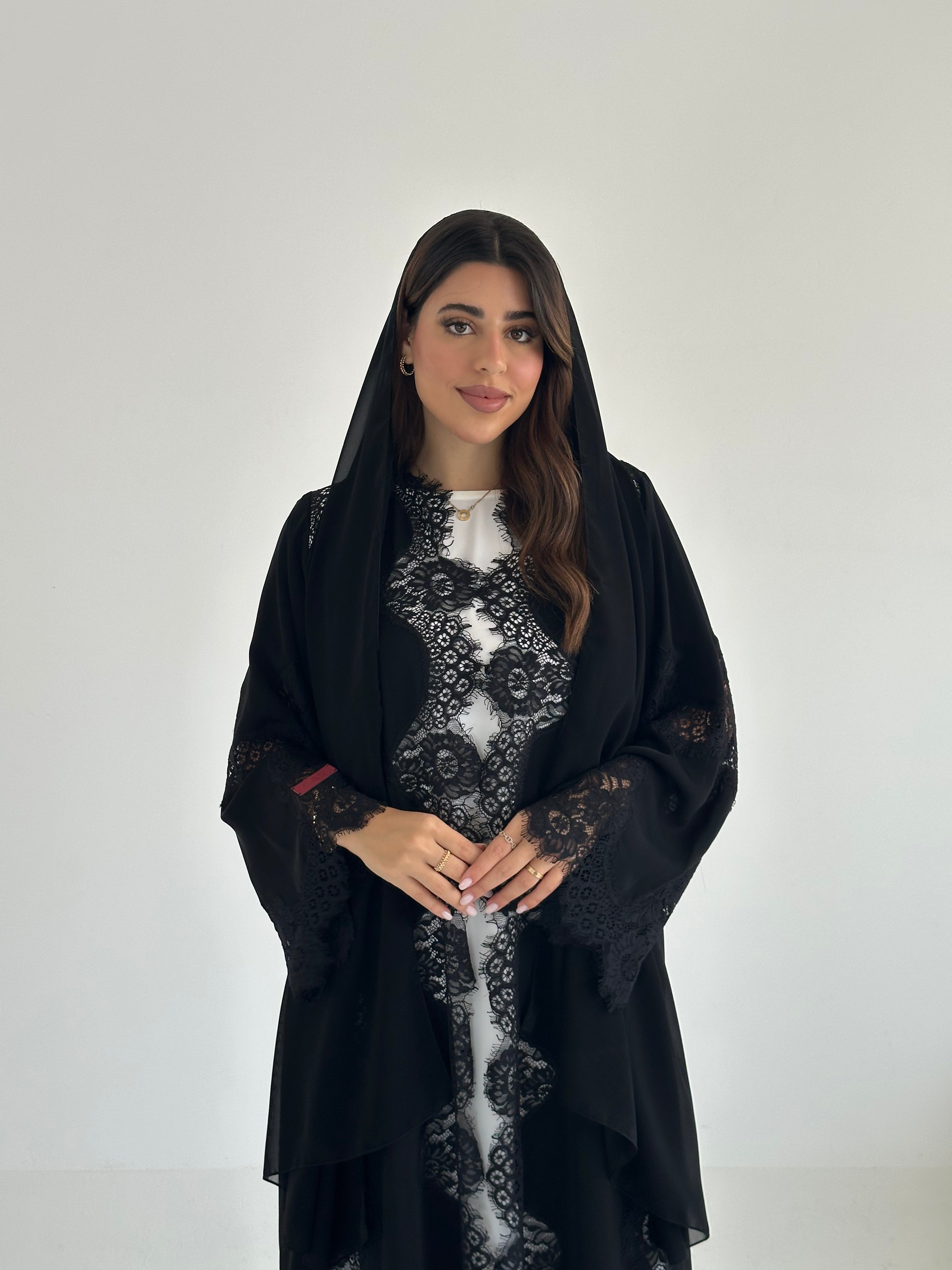 C 2482 Black Lace Abaya