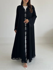 C 2483 Black Crystal Lace Abaya