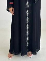 C 2483 Black Crystal Lace Abaya