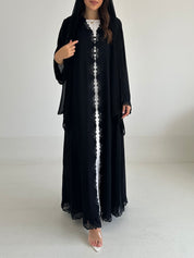 C 2483 Black Crystal Lace Abaya