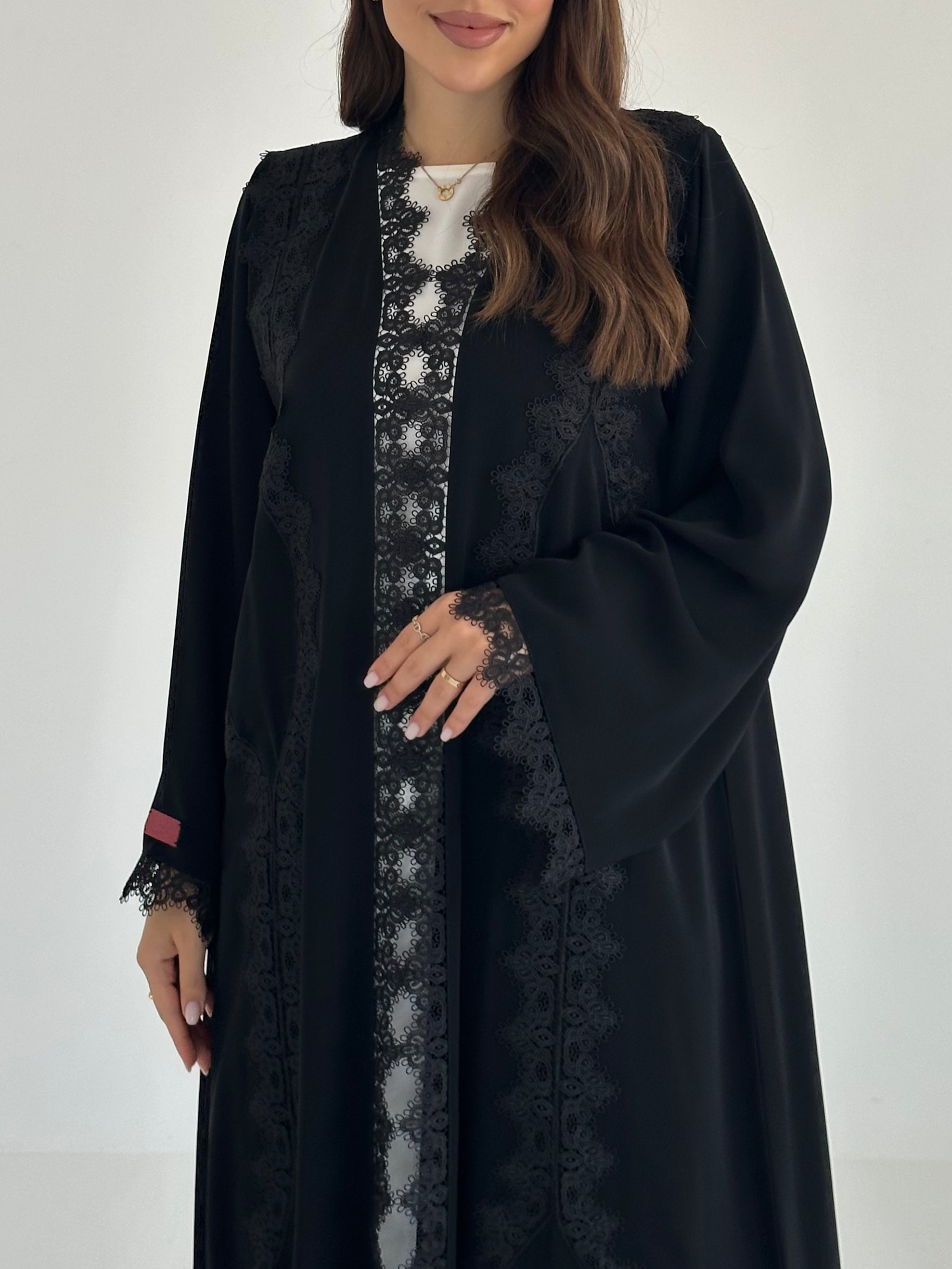 C 2484 Black Lace Abaya
