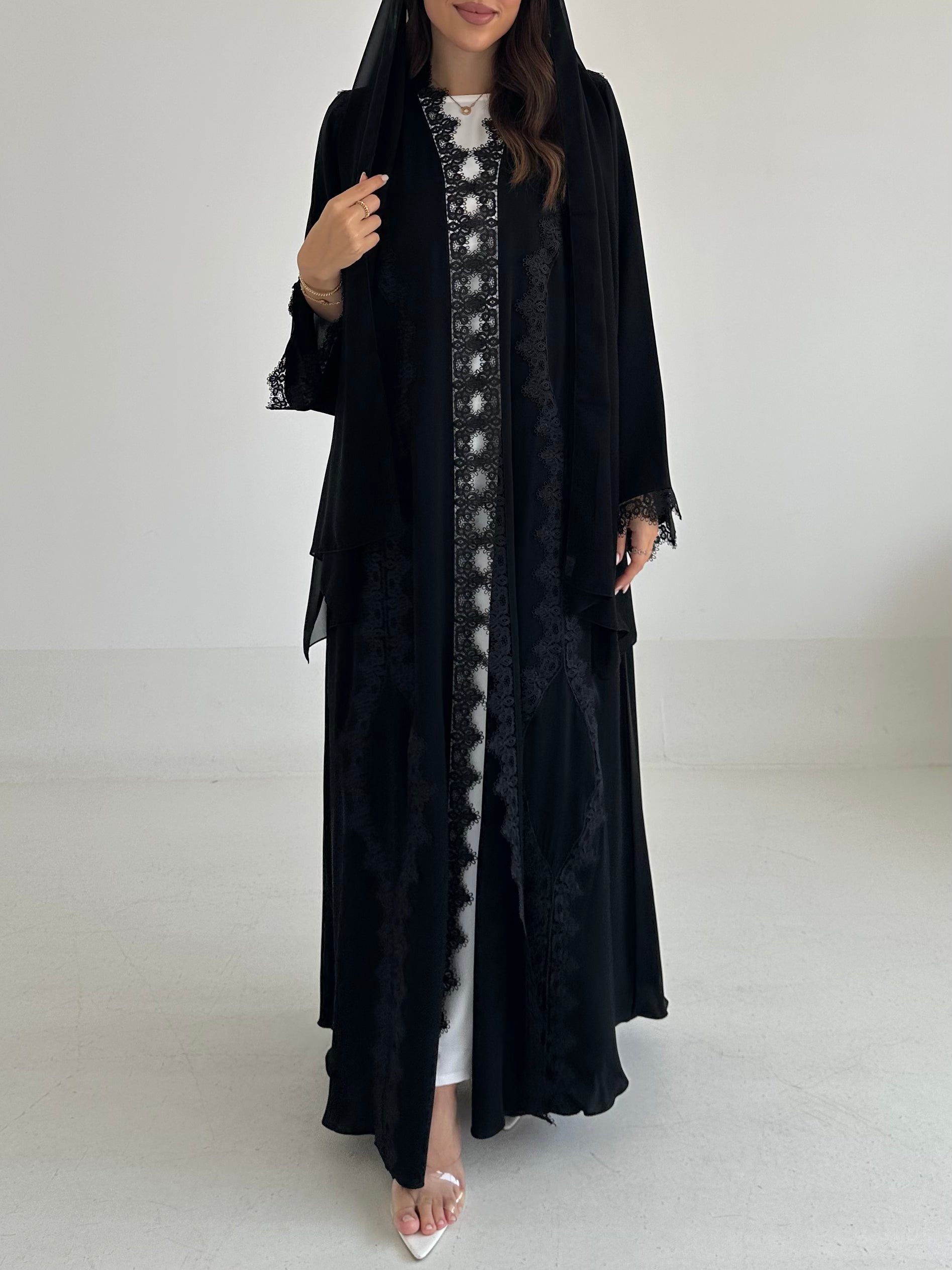 C 2484 Black Lace Abaya