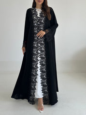 C 2485 Black Crystal Lace Abaya