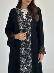 C 2485 Black Crystal Lace Abaya