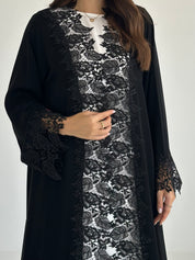 C 2485 Black Crystal Lace Abaya