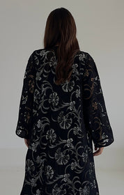 C 2486 Black Crystal Dantel Abaya