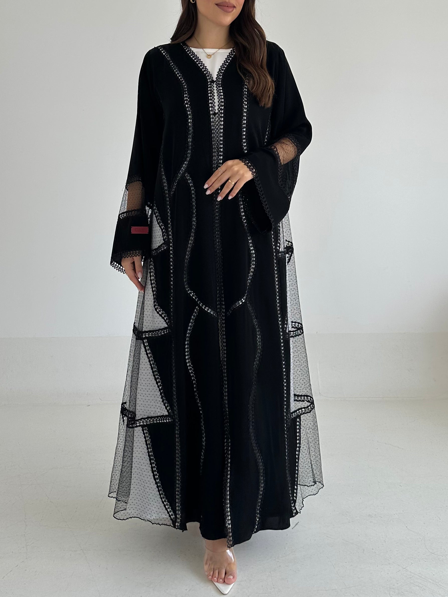 C 2487 Black Lace Abaya