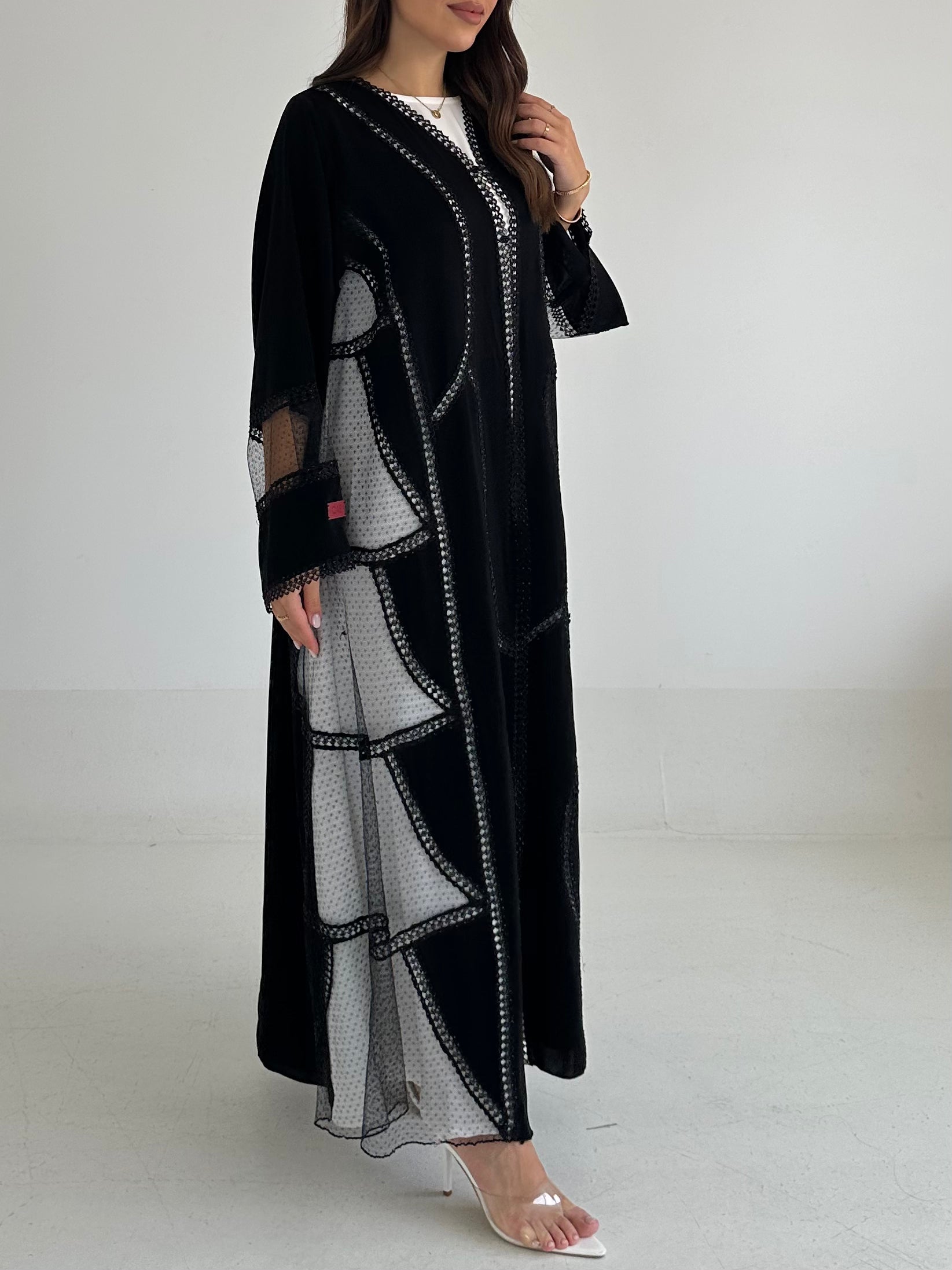 C 2487 Black Lace Abaya