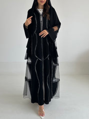 C 2487 Black Lace Abaya