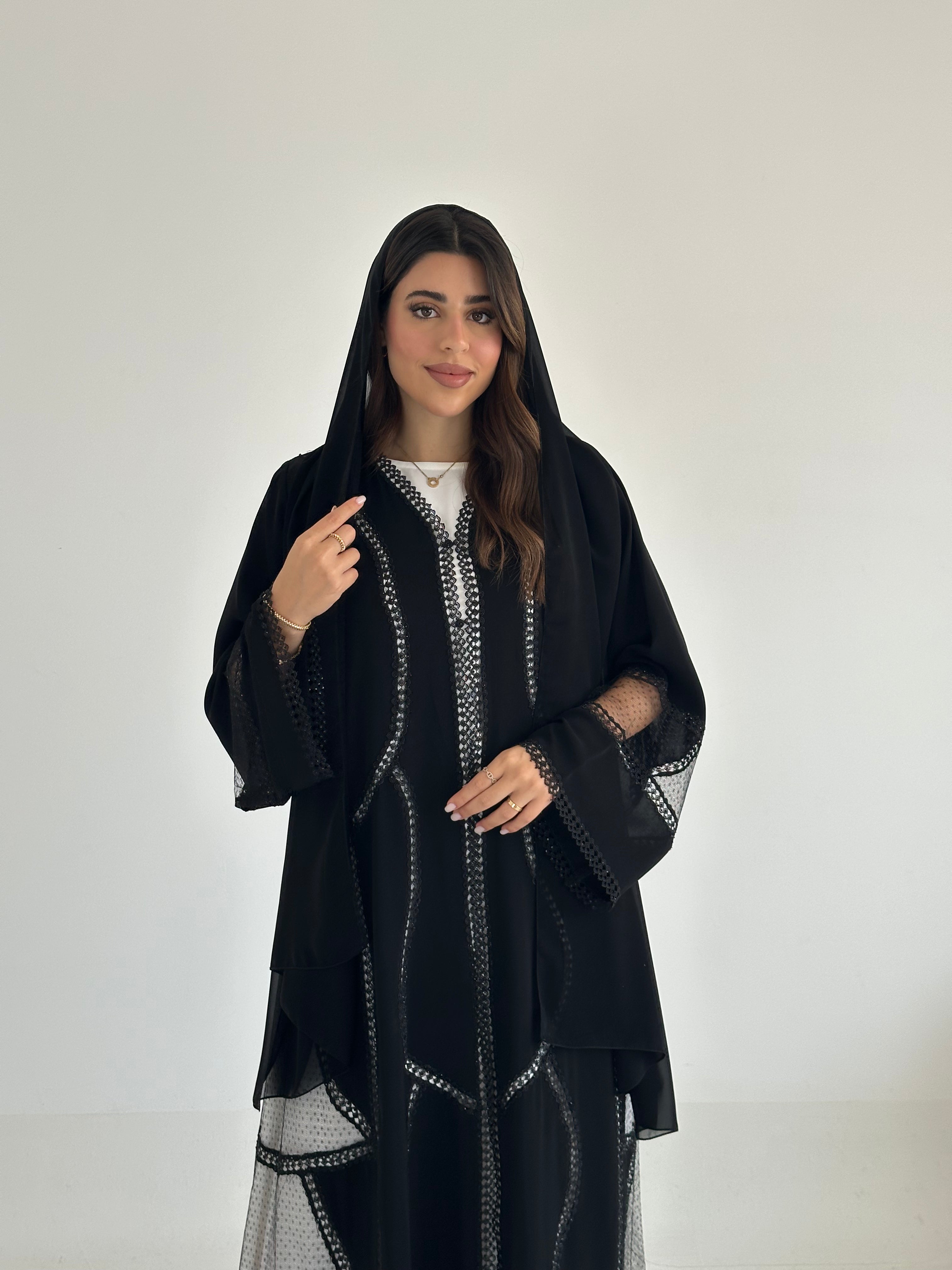 C 2487 Black Lace Abaya