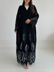 C 2488 Black Crystal Lace Abaya