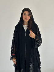 C 2488 Black Crystal Lace Abaya