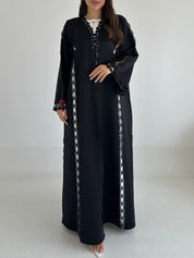 C 2491 Black Crystal Lace Abaya