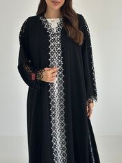 C 2492 Black Crystal Lace Abaya
