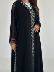C 2492 Black Crystal Lace Abaya