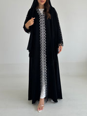 C 2492 Black Crystal Lace Abaya
