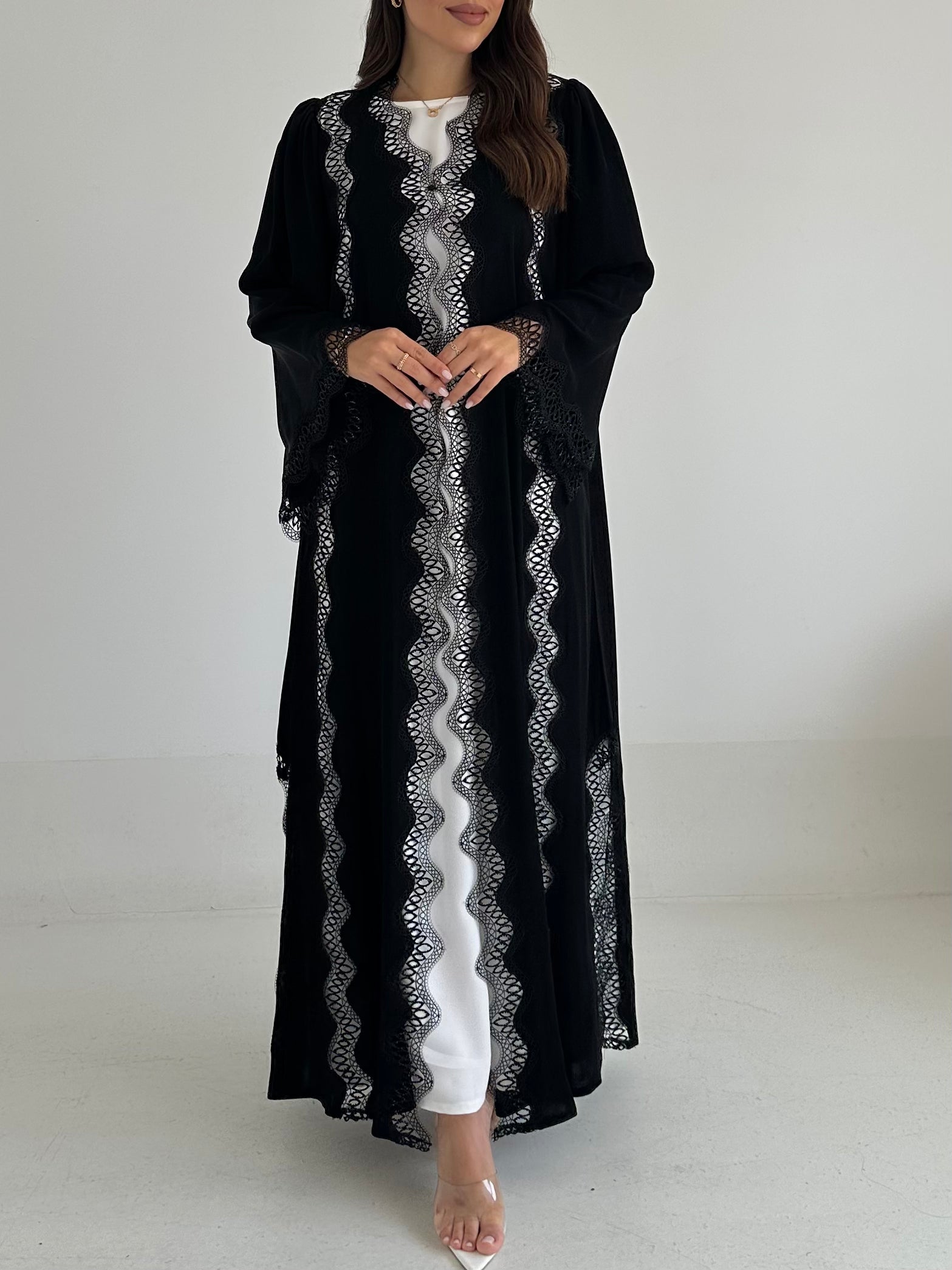 C 2493 Black Lace Abaya