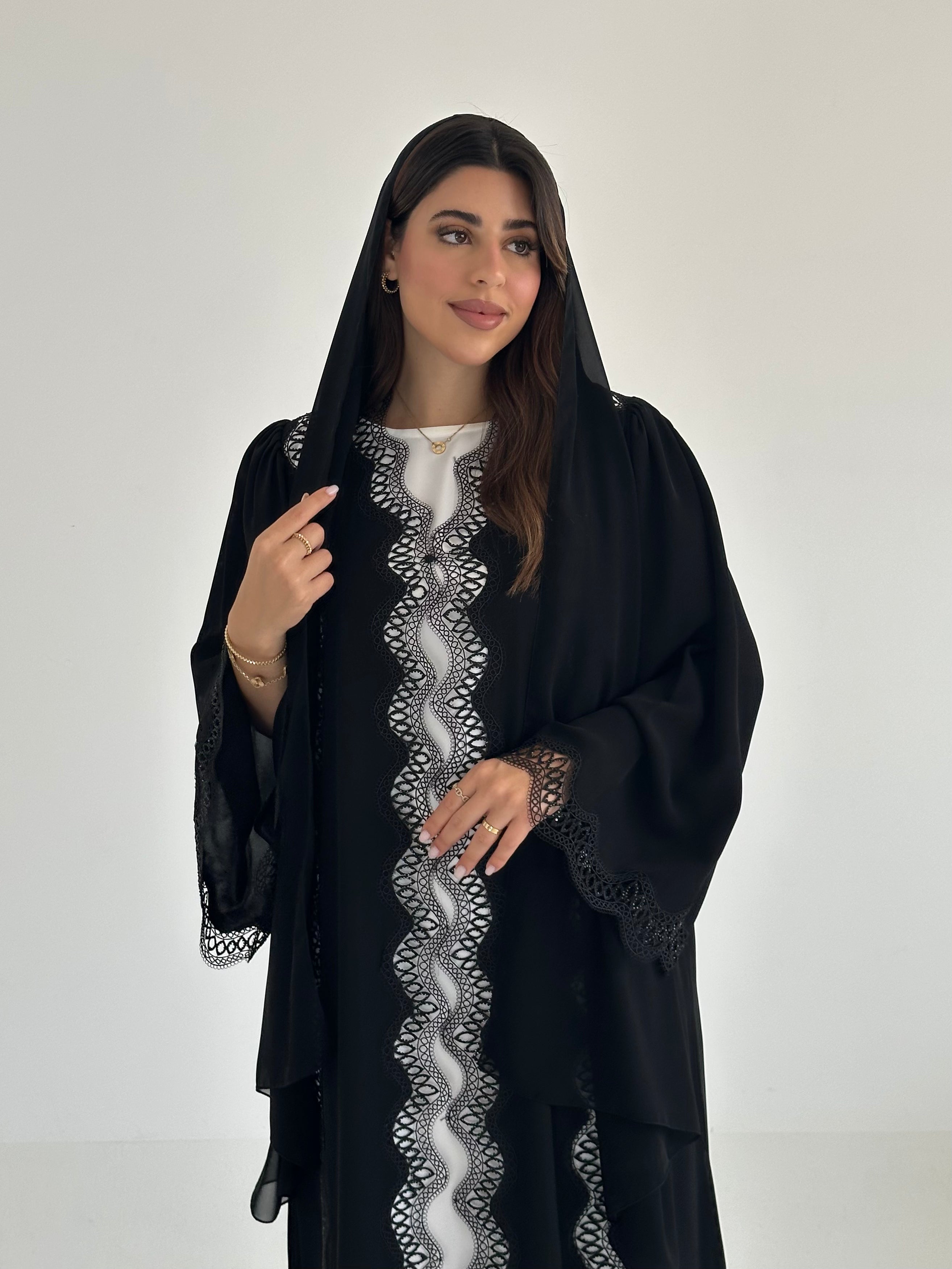 C 2493 Black Lace Abaya