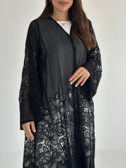 C 2494 Black Crystal Lace Abaya