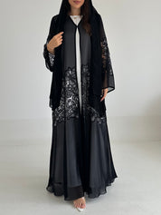 C 2494 Black Crystal Lace Abaya