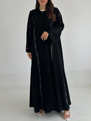 C 2496 Black Crystal Lace Abaya