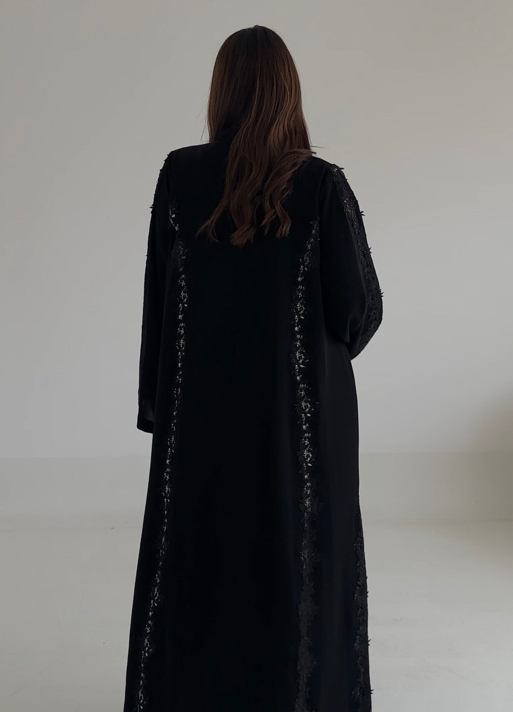 C 2496 Black Crystal Lace Abaya