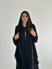 C 2496 Black Crystal Lace Abaya