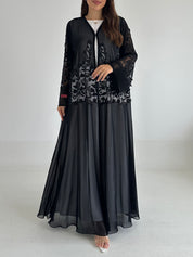 C 2497 Black Dantel Abaya