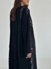 C 2498 Black Crystal Lace Abaya