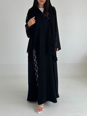 C 2498 Black Crystal Lace Abaya