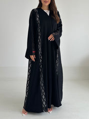 C 2498 Black Crystal Lace Abaya