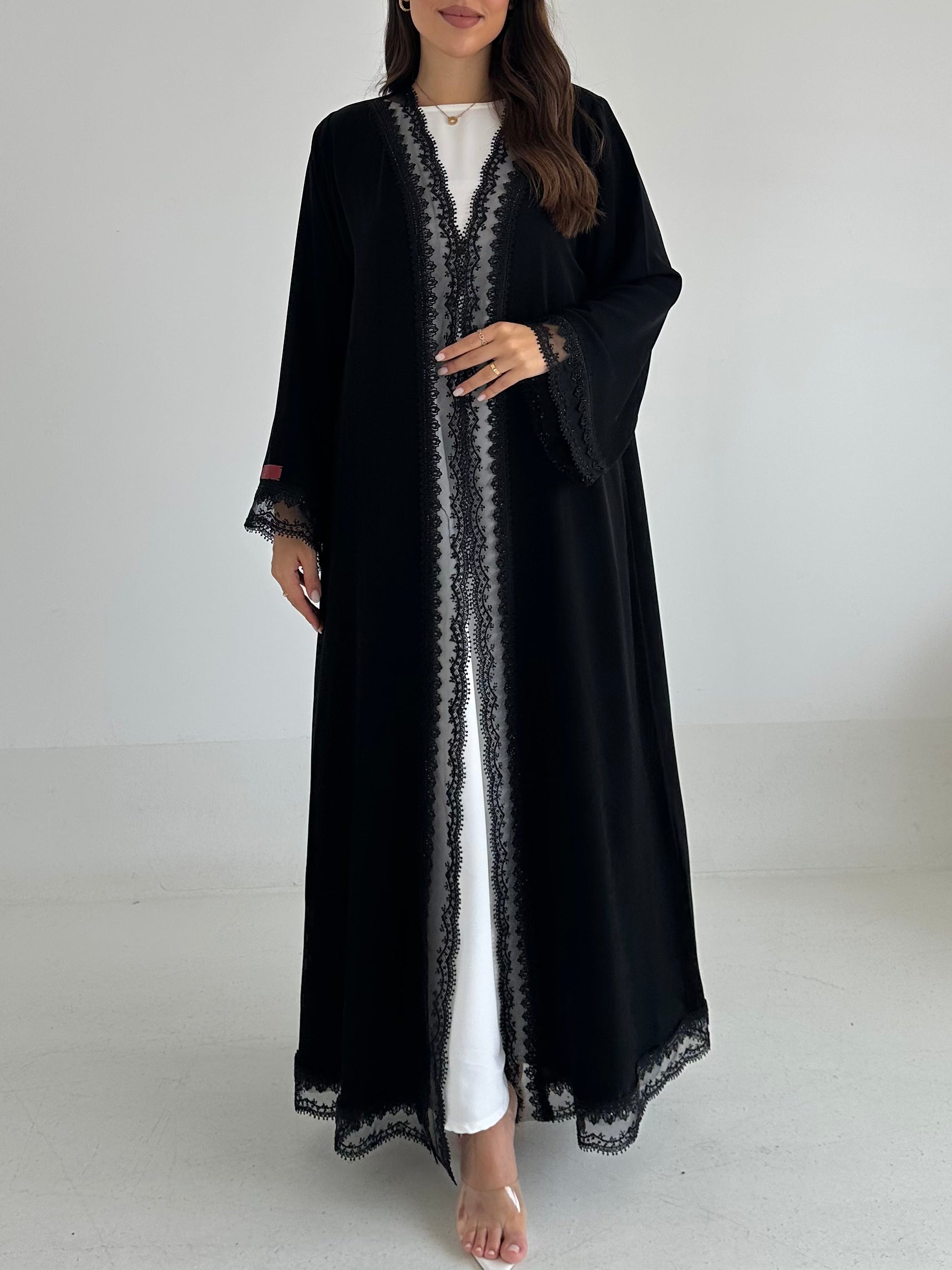 C 2499 Black Lace Abaya
