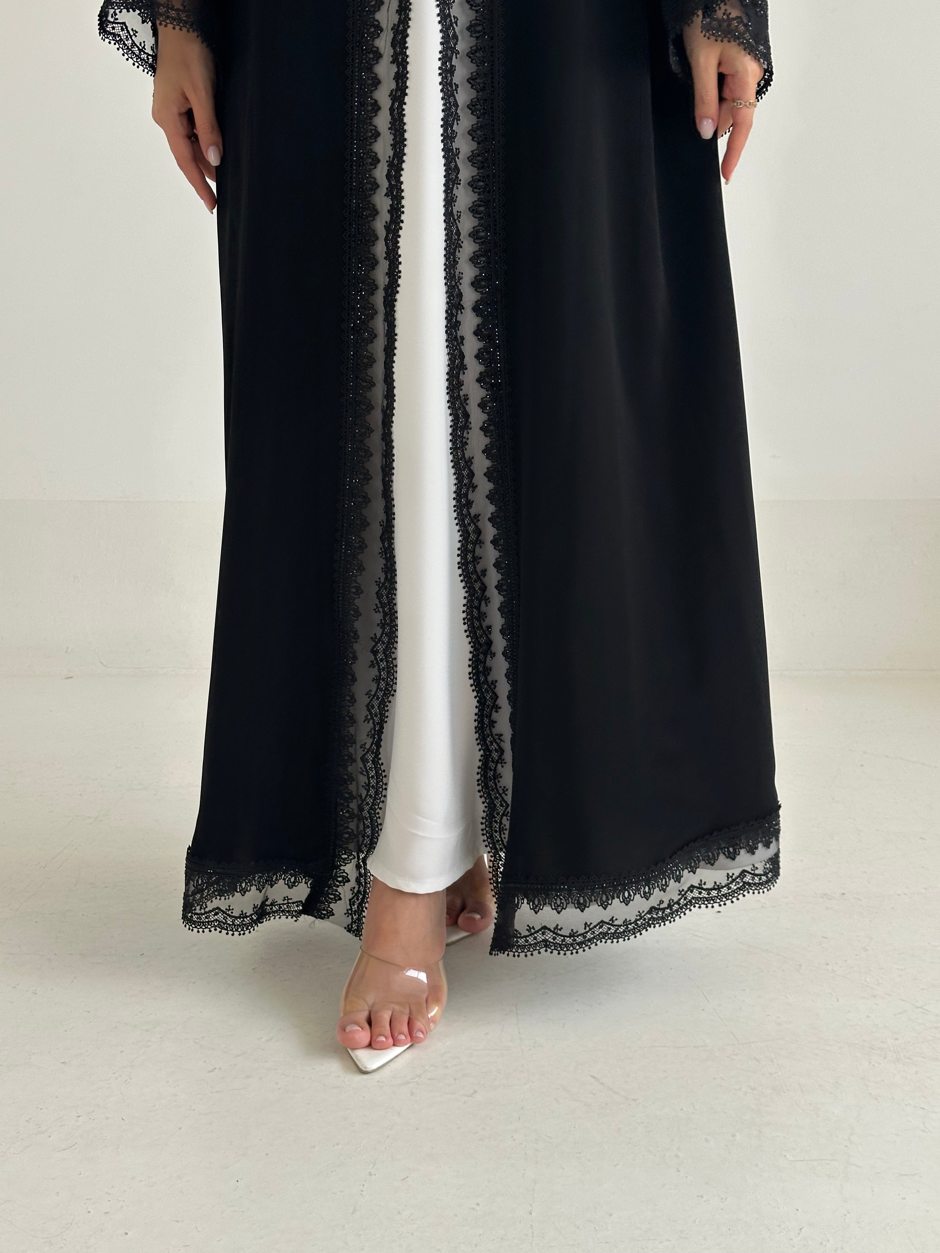 C 2499 Black Lace Abaya